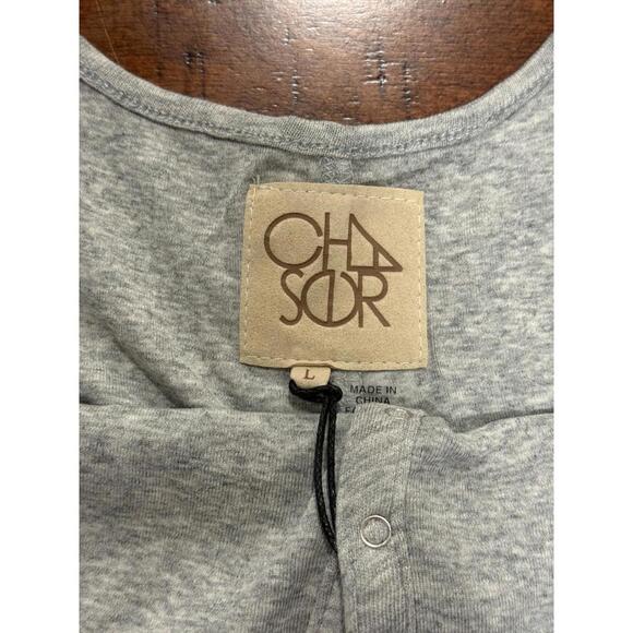 Chaser Brand Tank Top - CW7002 Heather Grey, Snap Up, Size Large - Picture 6 of 7